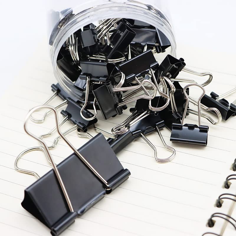 120Pcs Binder Clips Assorted Size, Office Clips with Clear Storage Container,