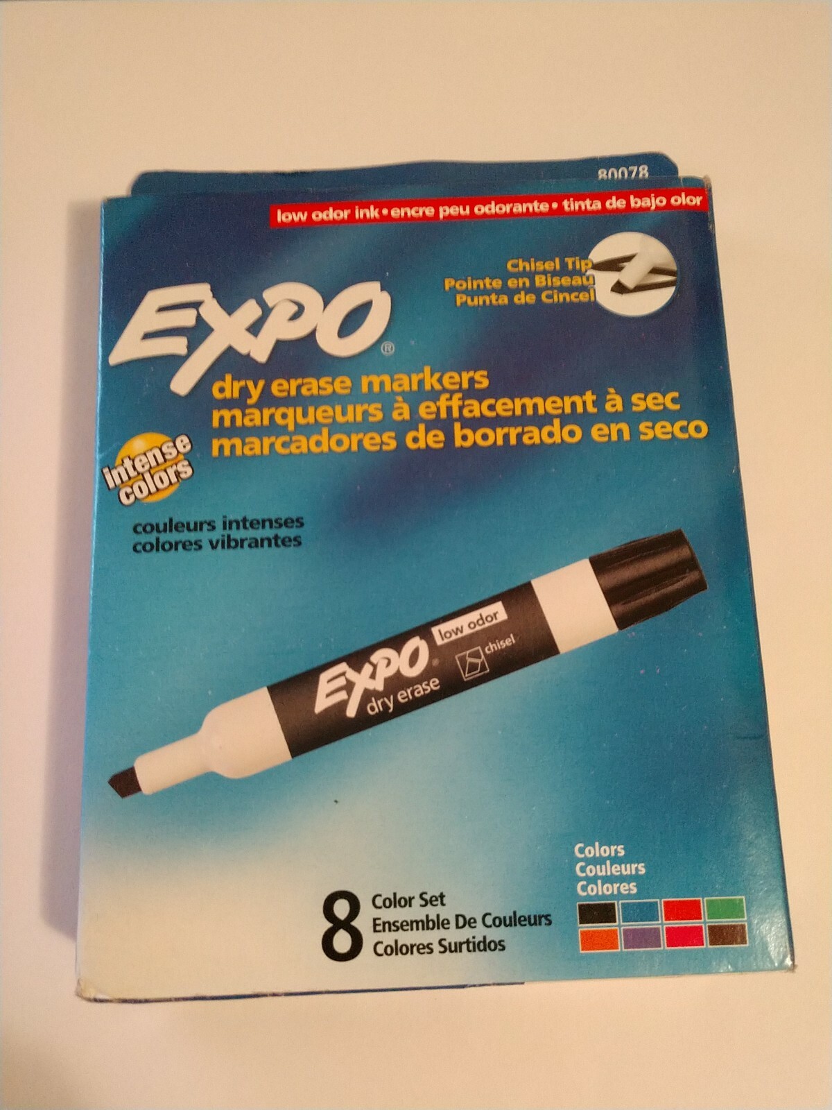 Expo 80078 Low Odor Dry Erase Whiteboard Markers, 8 Assorted Colors (SAN80078)