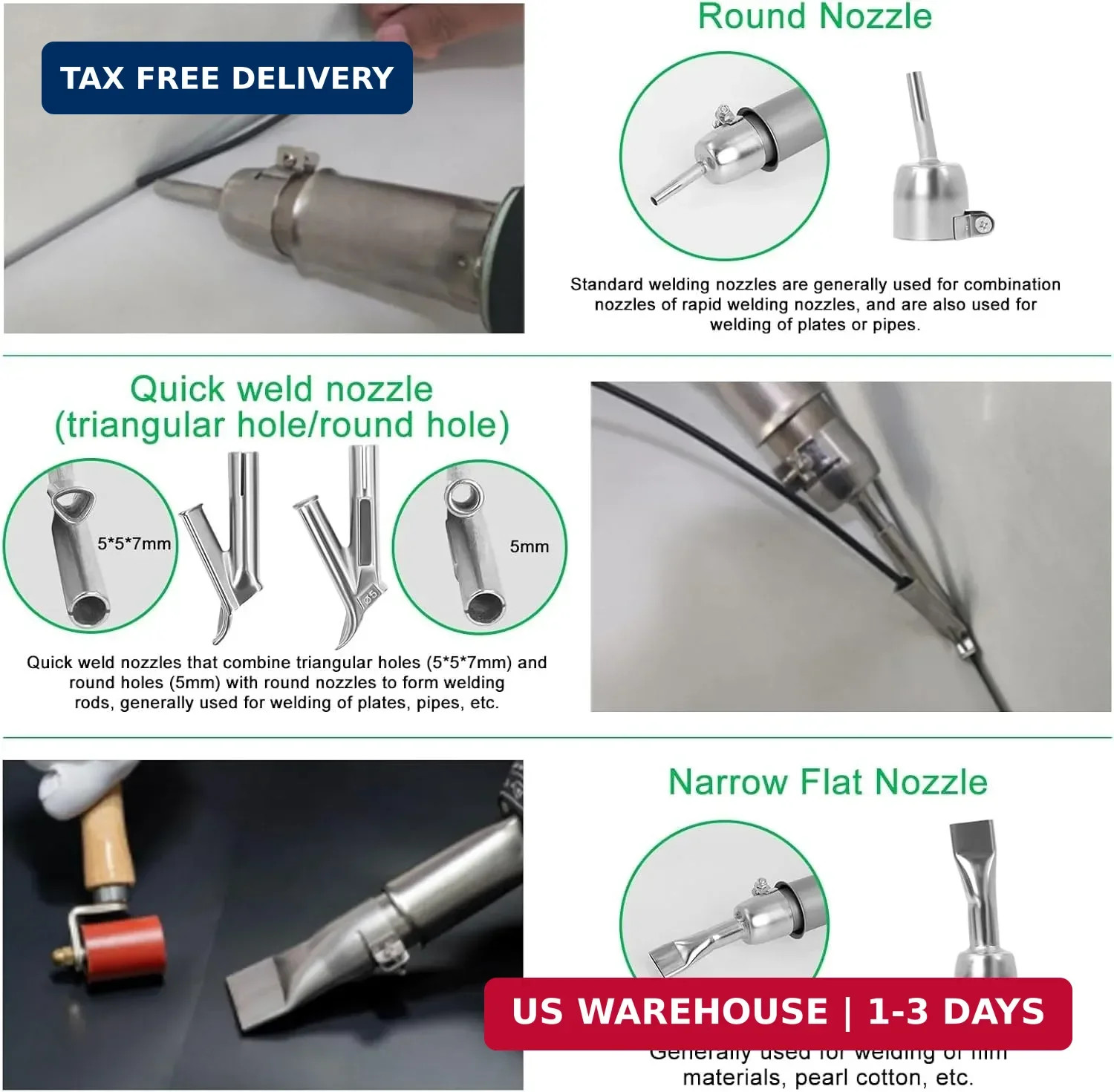 1600W Plastic Welder Kit, 100V Hot Air Welding Gun with Adjustable Temperature