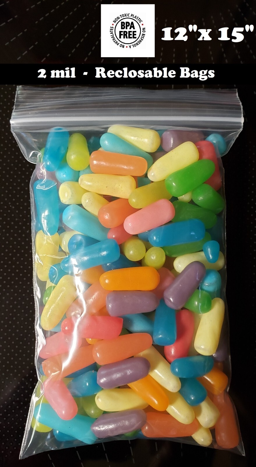 12″ x 15″ Clear Zip Seal Plastic Bags 2Mil Jewelry Pill Zipper Top Lock Baggies
