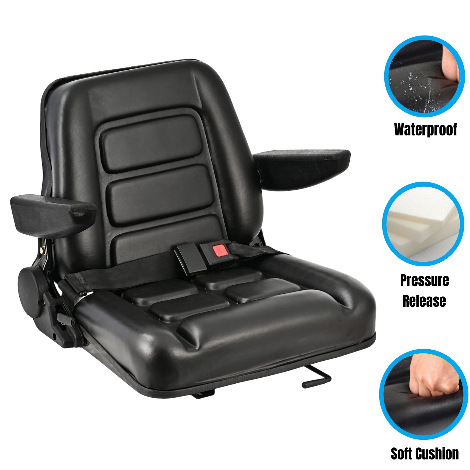 Forklift Tractor Seat Replacement Slide Universal Suspension Adjustable Backrest