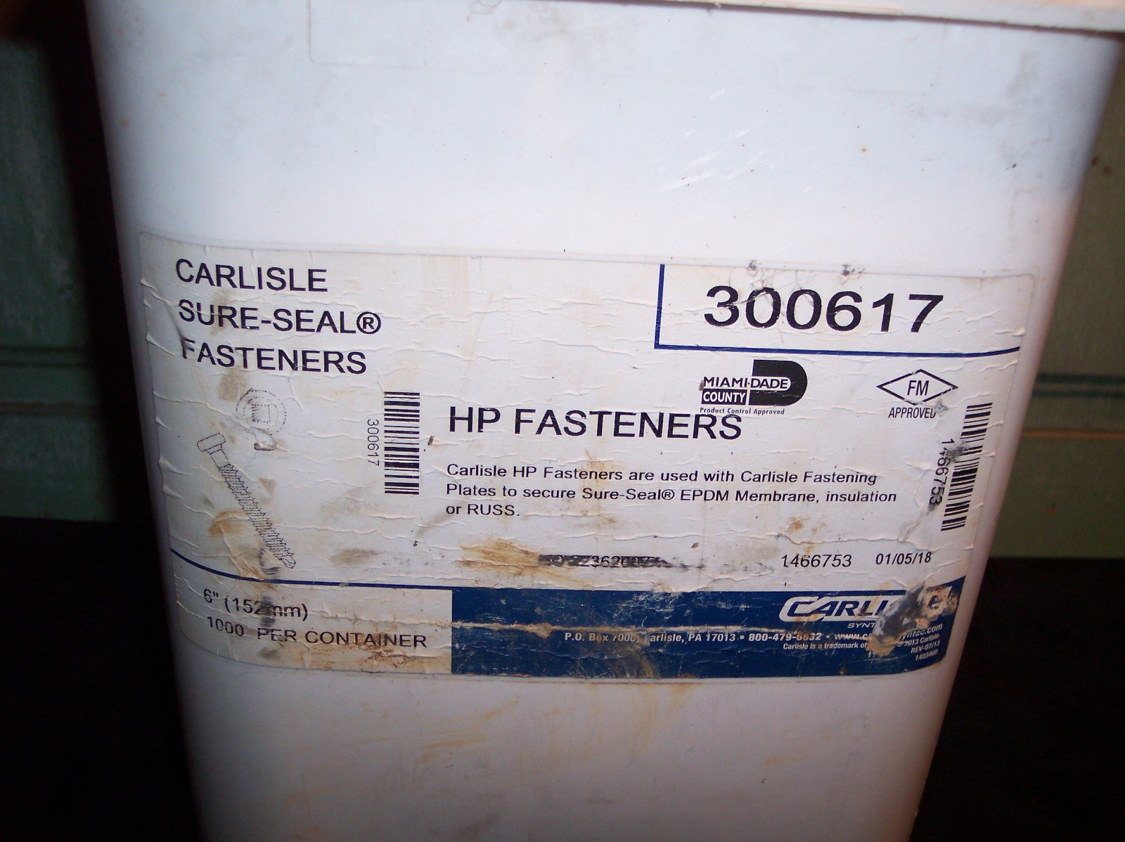 Carlisle’s SURE-SEAL 6” HP Fasteners 300617 400 Count Roofing