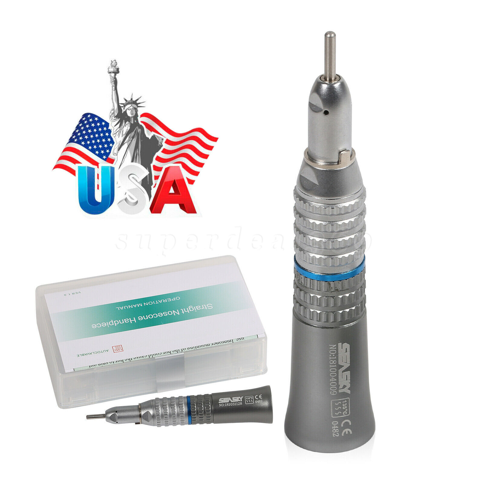 SEASKY Dental Push Button Contra Angle Low Speed Handpiece Nosecone Motor 2/4-H