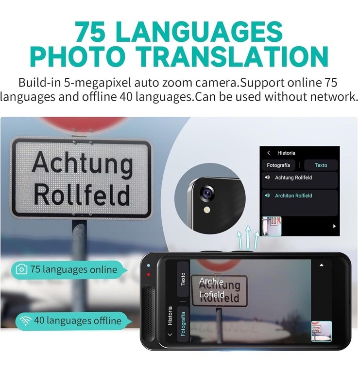 Language Translator Device Two-Way Instant ※137 Languages Voice & Text & Offline