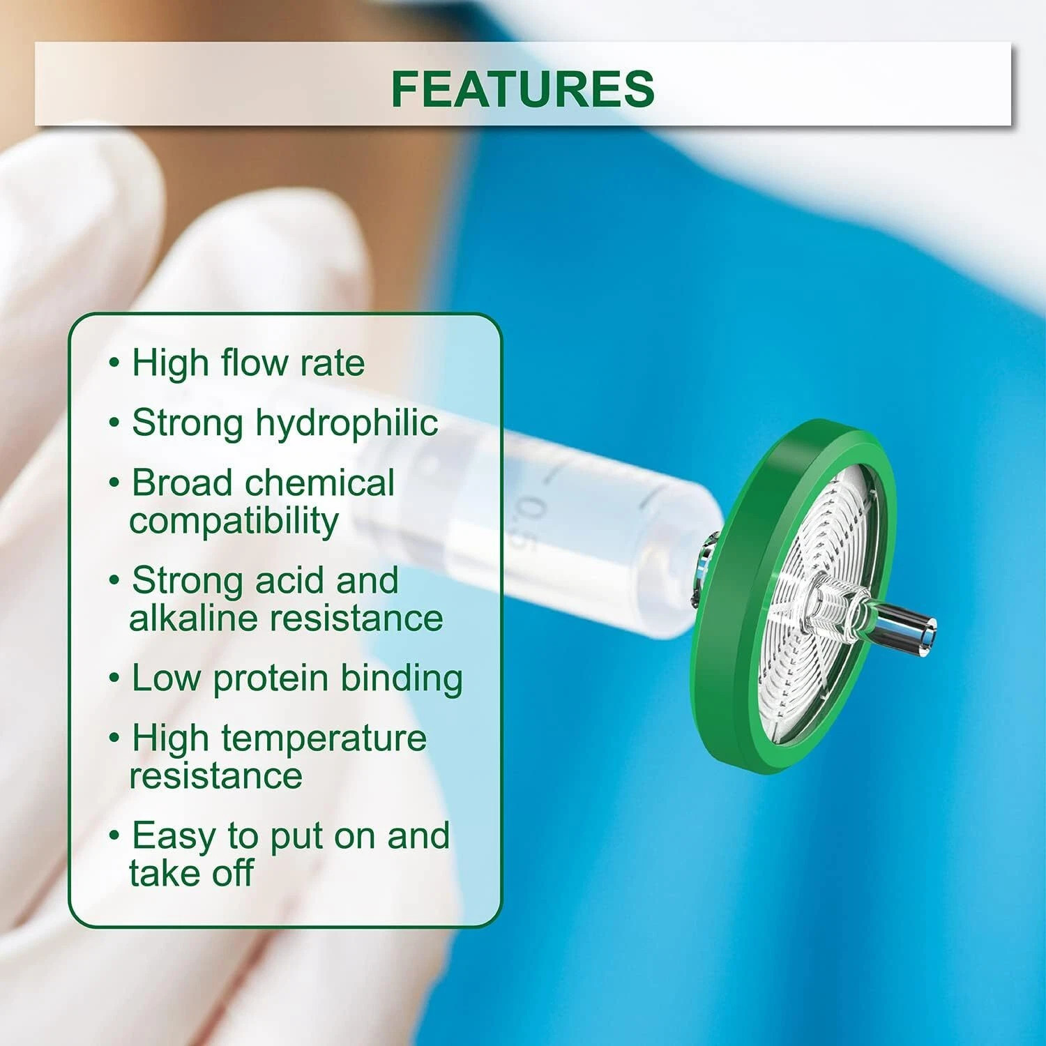 50/100/200pcs Lab PTFE Syringe Filter Sterile Membrane 33mm 0.22µm Individually