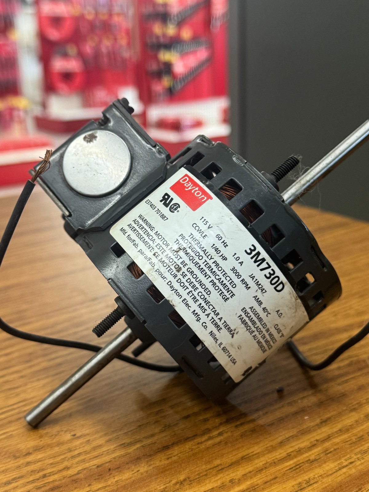Dayton 3M730D 1/40 HP 115V 3000 RPM Double Shaft Fan Motor CCWE HVAC AC
