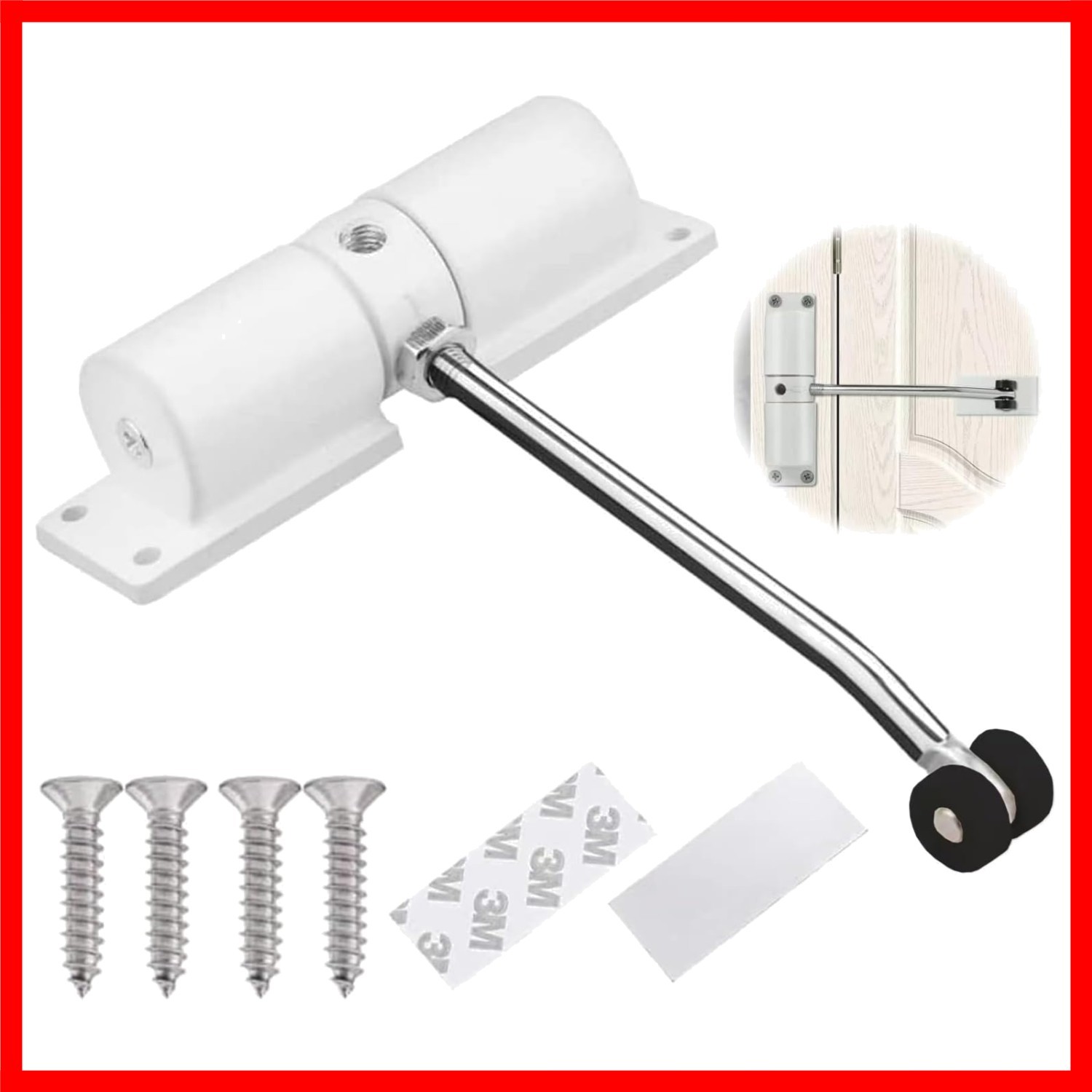 Automatic Door Closer, Zinc Alloy Safety Spring Door Closer Adjustable 30 Kg Clo