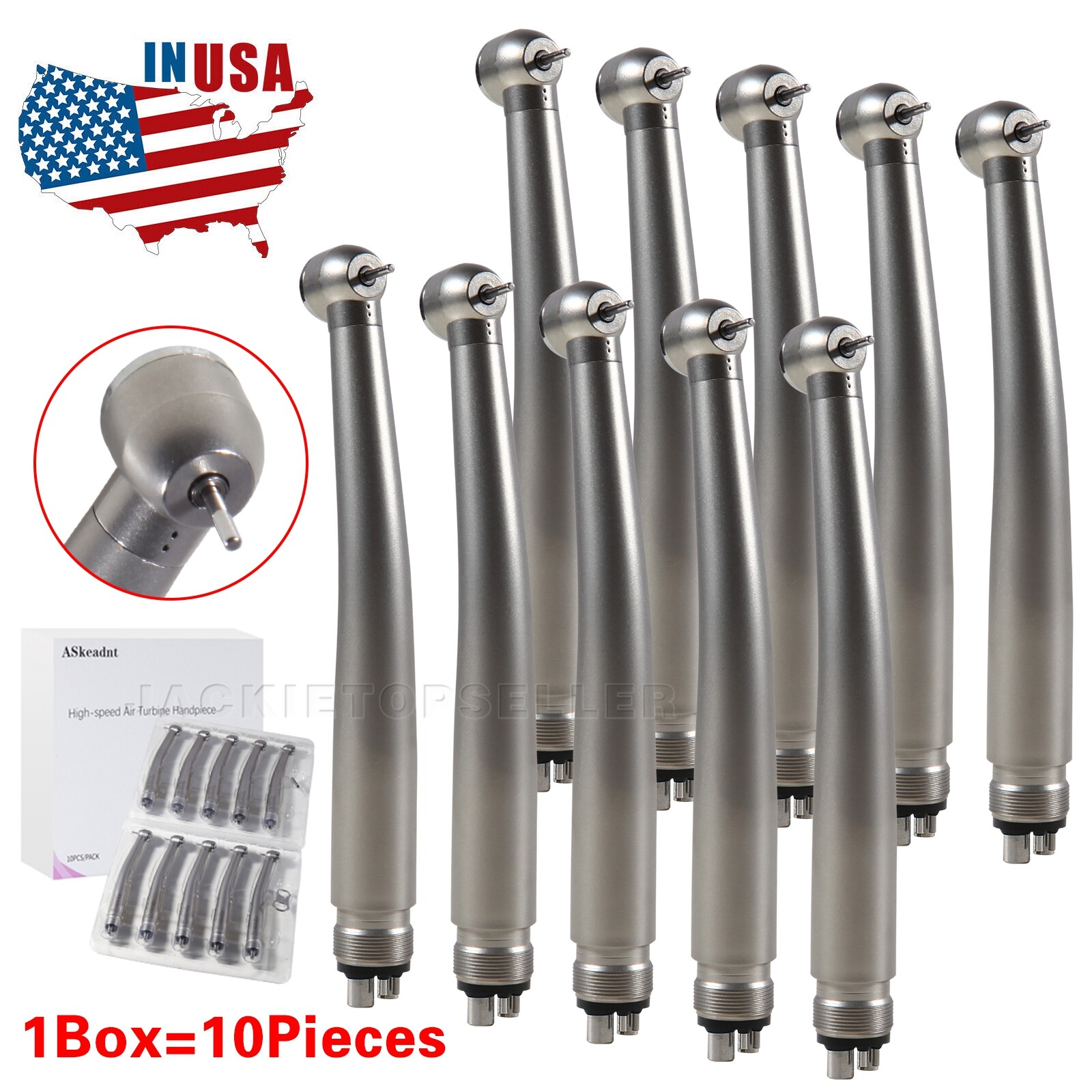 Dental High Speed Handpiece Push Button Air Turbine 4 Hole Midwest 10pcs/1 Pack