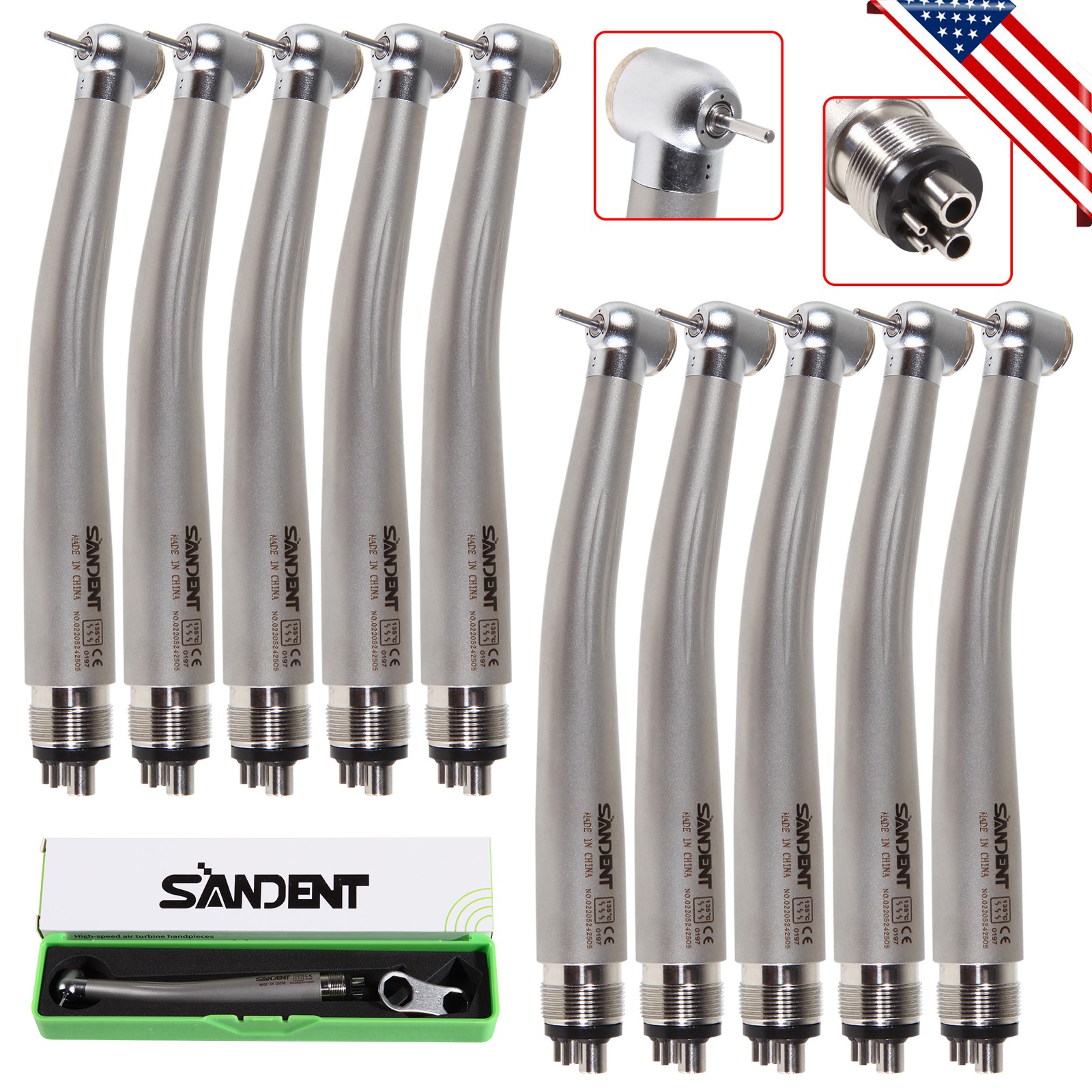 SANDENT NSK Style Dental High Speed Handpiece Push Button Turbine 2Hole 4Hole