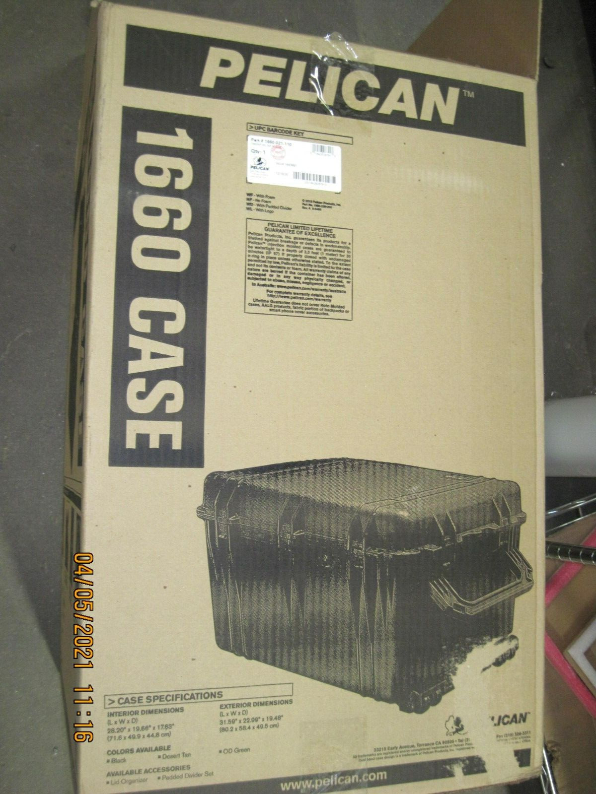 PELICAN 1660-021-110 CASE (NEW IN BOX)