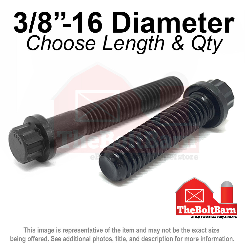 3/8″-16 Coarse 12-Point Flange Screws Alloy Steel Black (Pick Length & Qty)