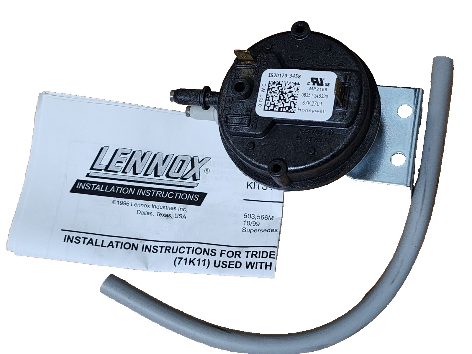 Genuine 71K11 Lennox LB-90973A Pressure Switch Kit, Actuates at 0.75″ W.C OEM