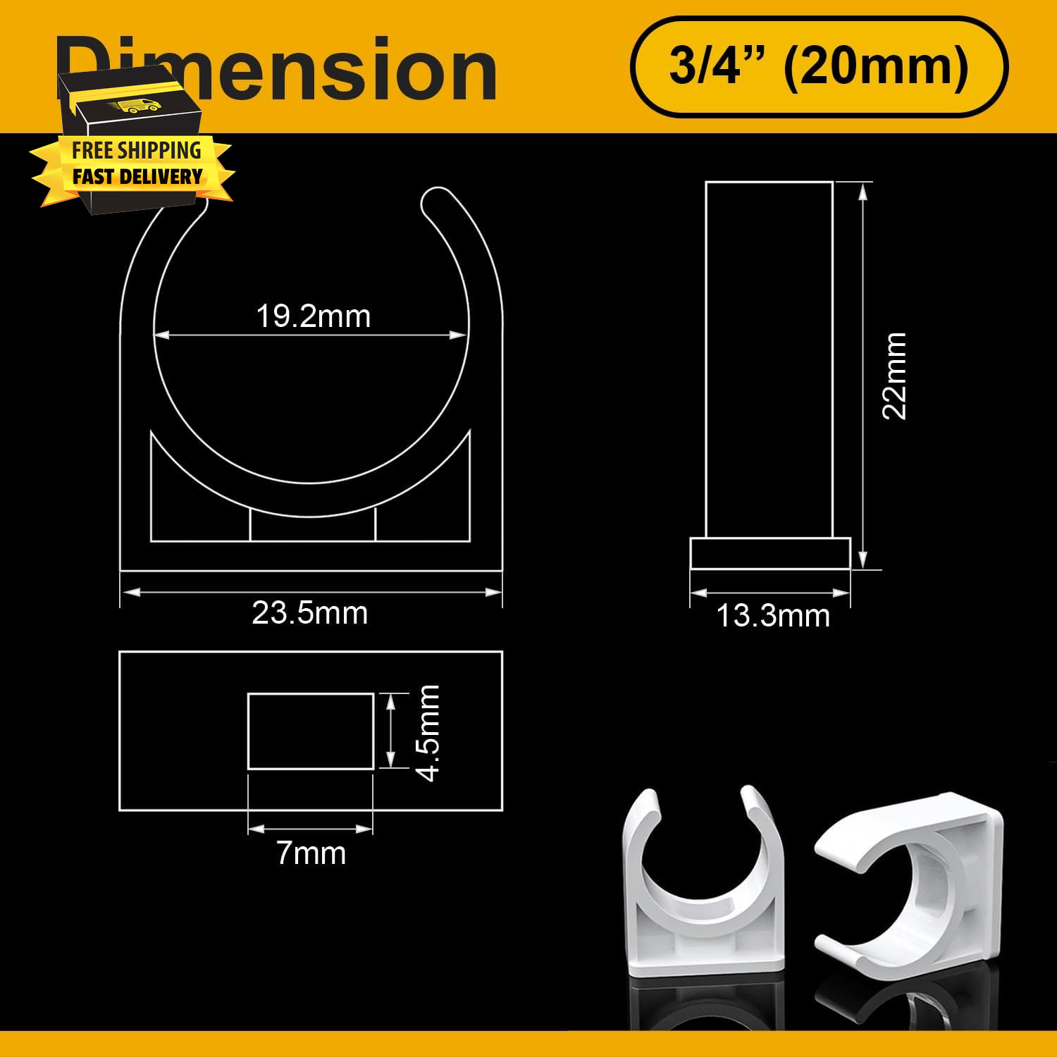 100 Pcs U-Shaped PVC Pipe Clamps, 20Mm White Clips for 1/2″ Water Pipes, Durable
