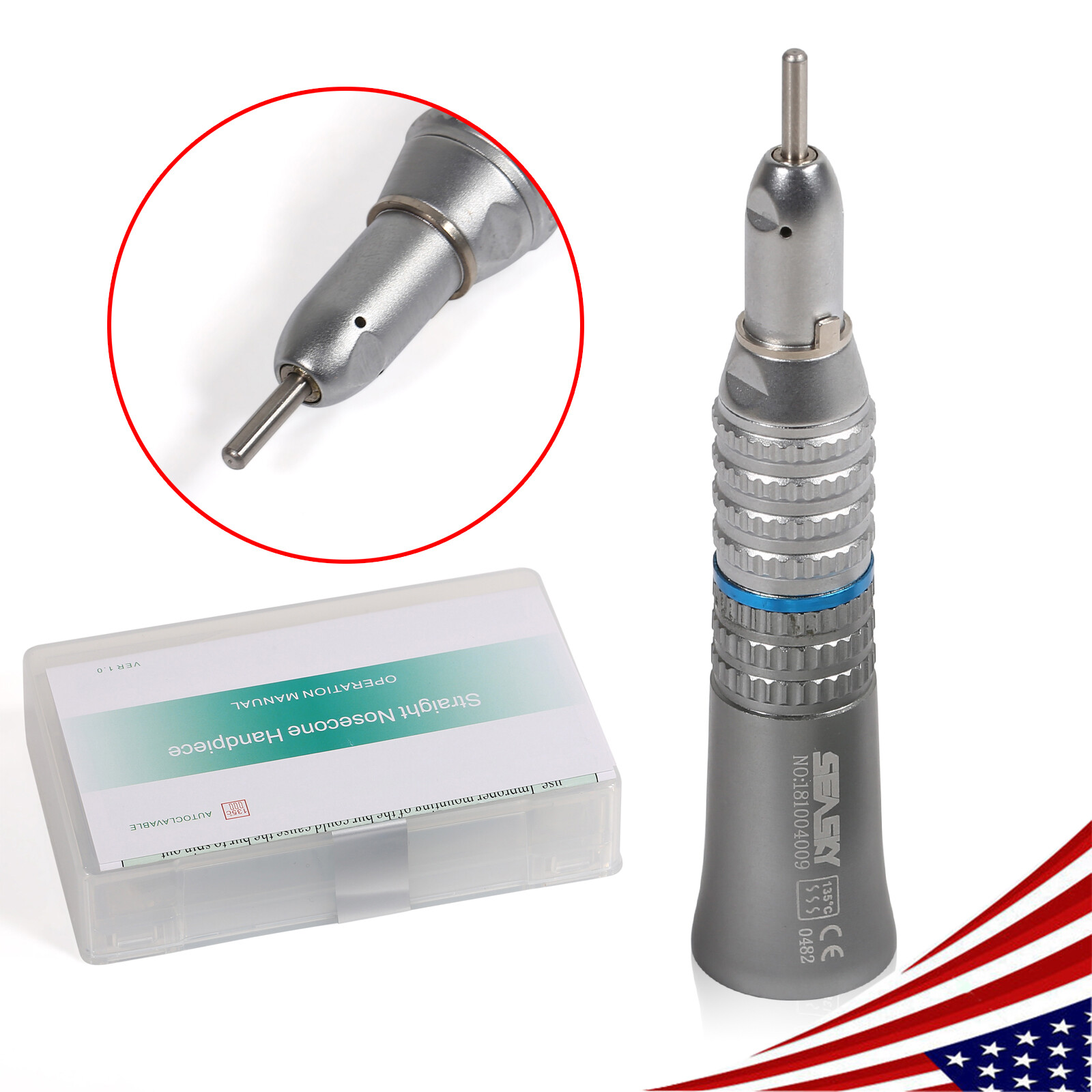NSK Style Dental Slow Low Speed Handpiece Straight Nose Cone Seasky USA Hot SALE