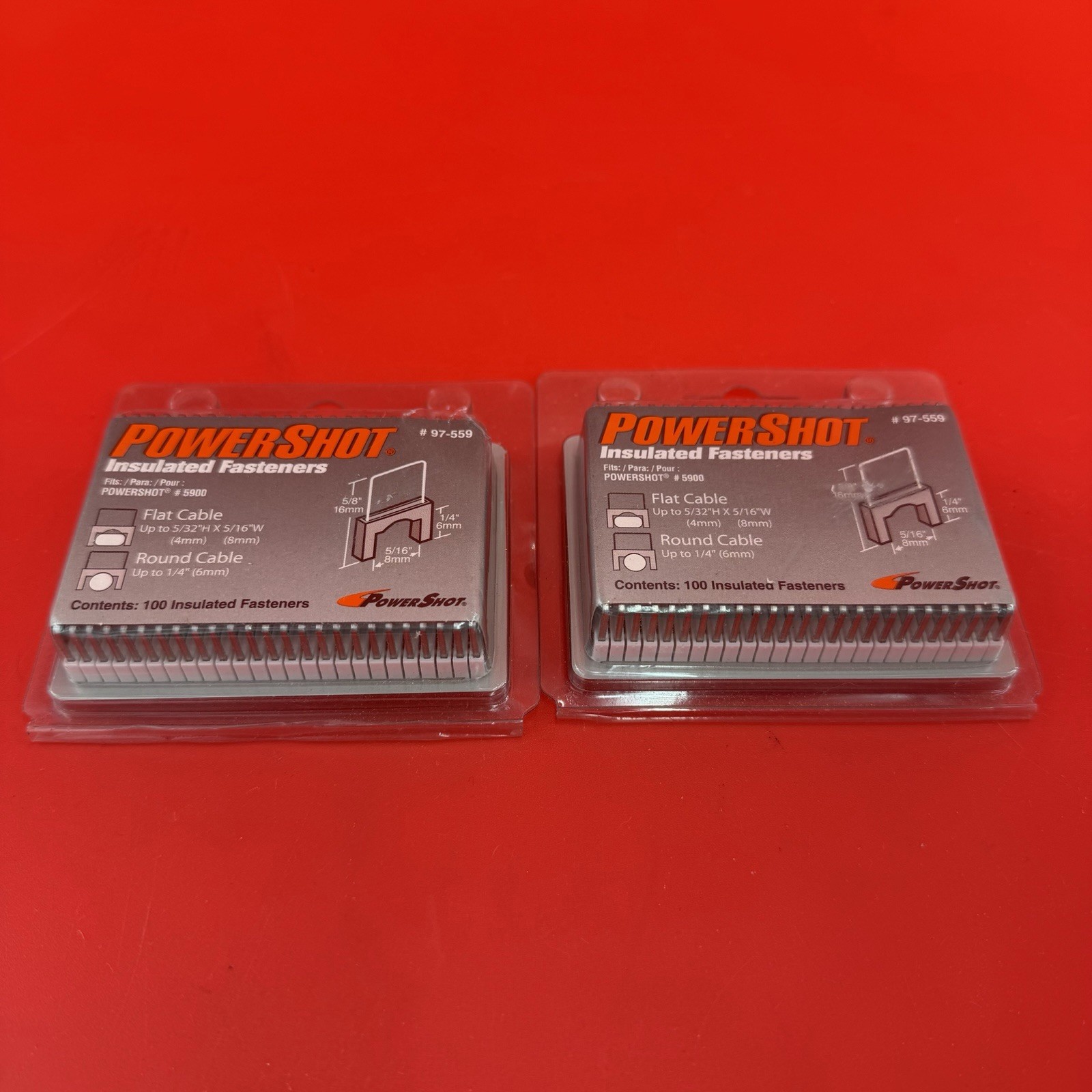 200 PowerShot 97-559 Insulated Fasteners Lot 8mm x 4mm Flat Cable 1/4″ Round