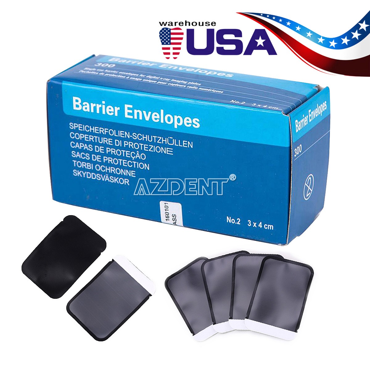 300pcs Size 2 Barrier Envelopes for Dental X Ray intraoral film /Machine RAY