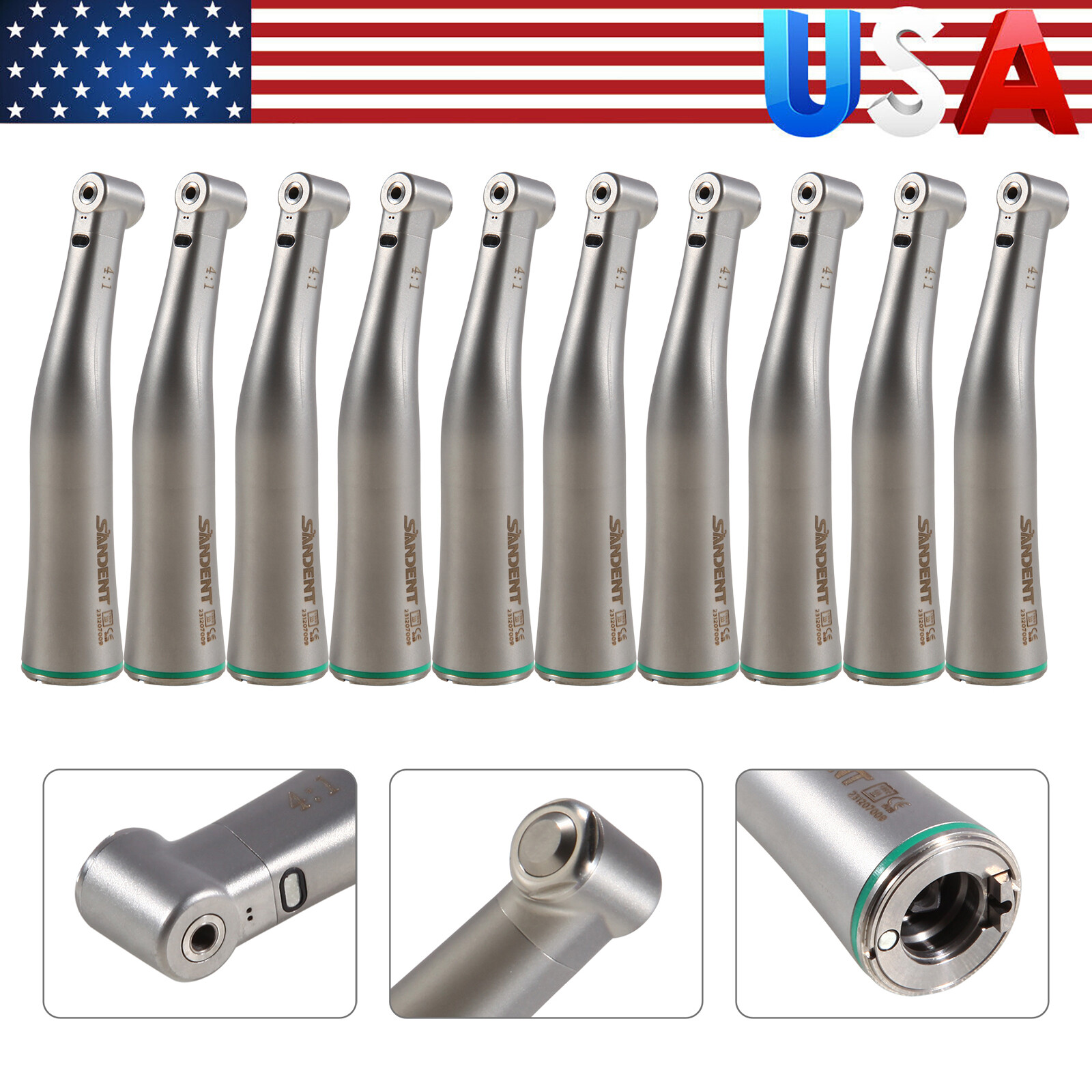 1-10pcs NSK Style Dental 4:1 Reduction Contra Angle Fiber Optic Handpiece DL