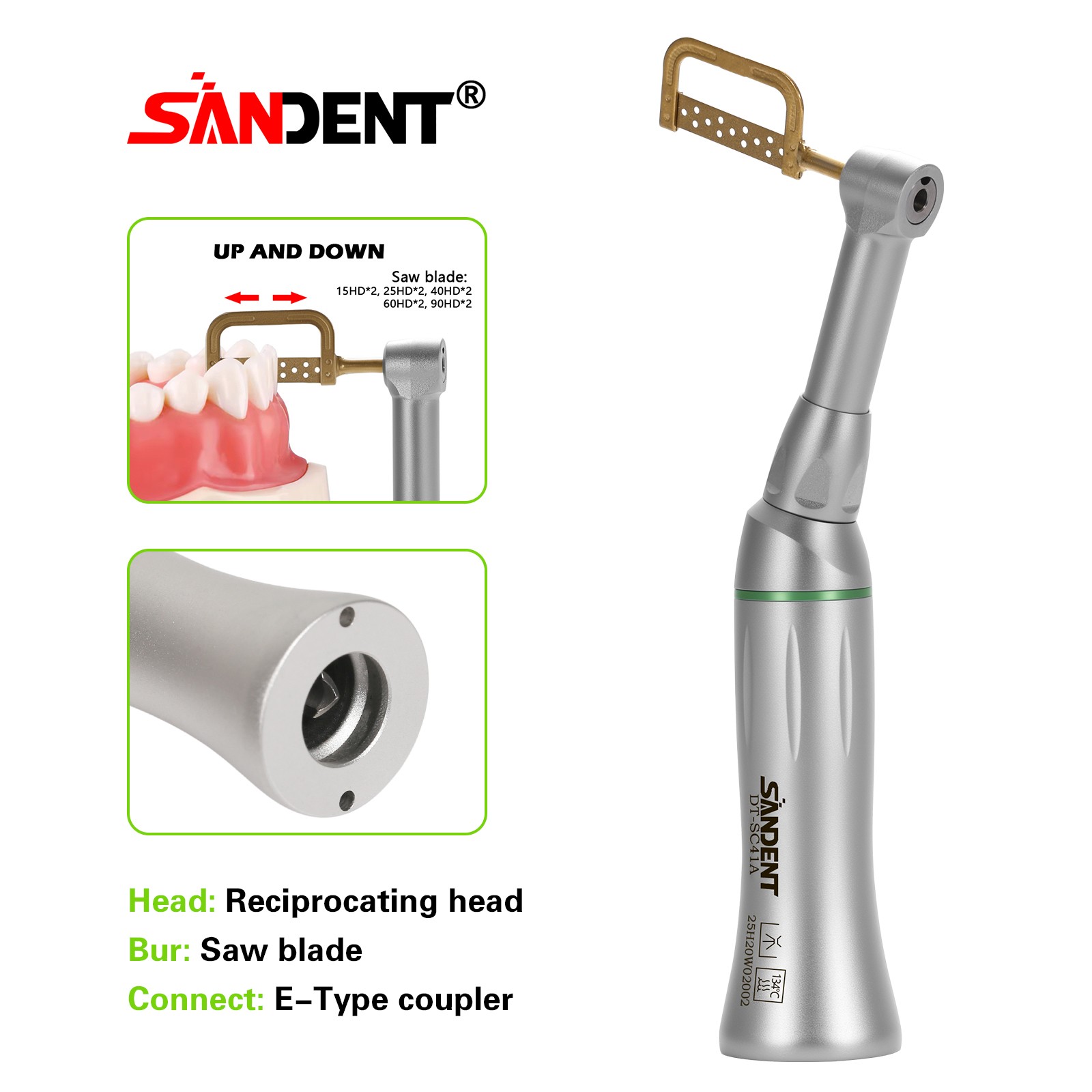 1-5* Dental Contra Angle 4:1 Reduction Handpiece IPR Reciprocating Stripping Kit
