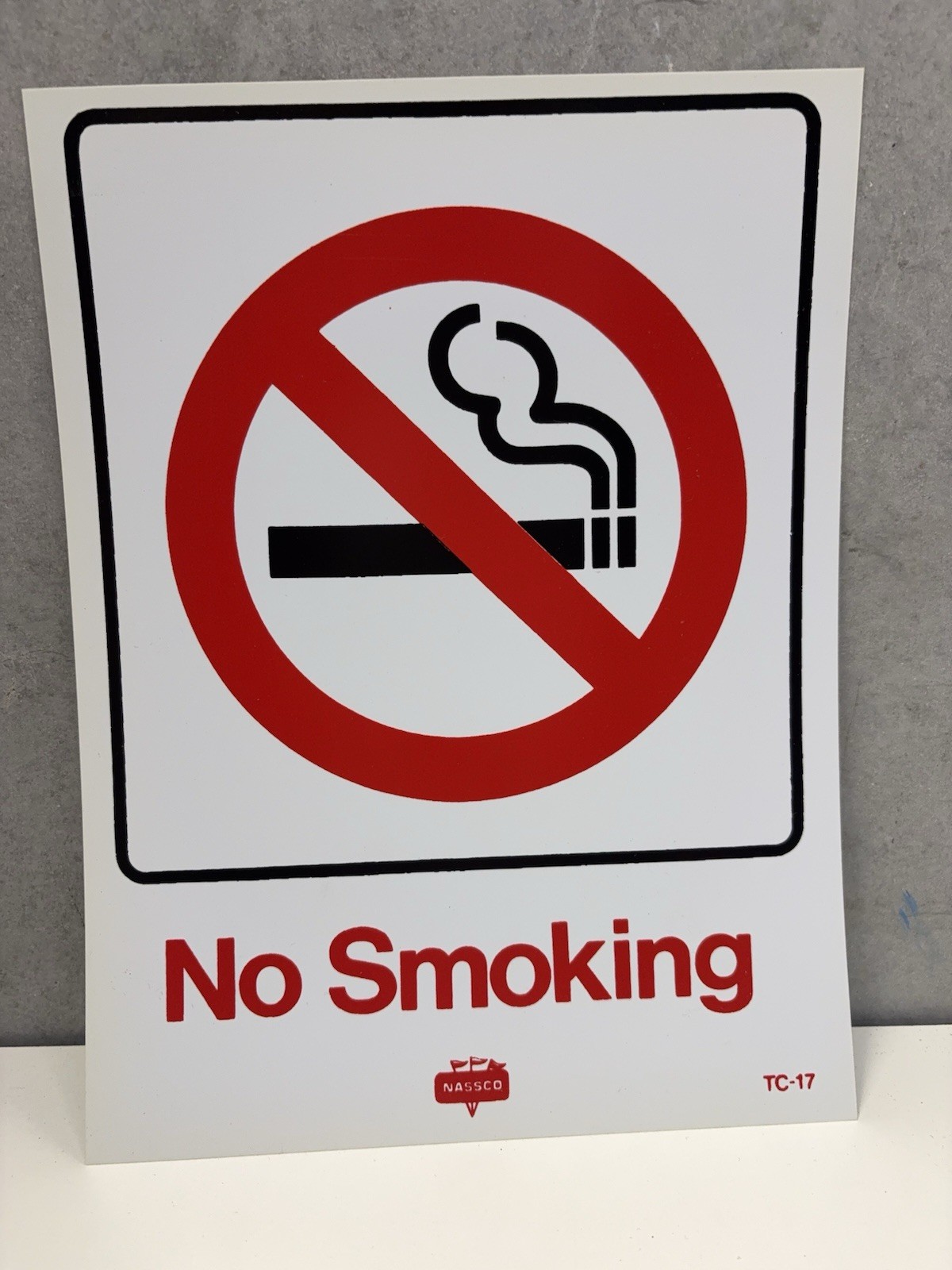 NASSCO No Smoking Sign TC-17 Red White Safety Notice Plastic 12×9