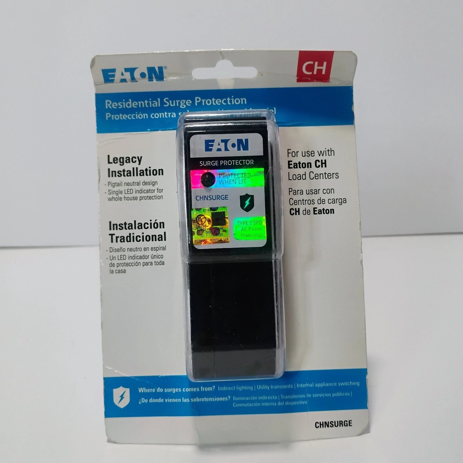 Eaton CHNSURGE Type 2 Residential Whole House Surge Protector 22.5kA Pigtail New