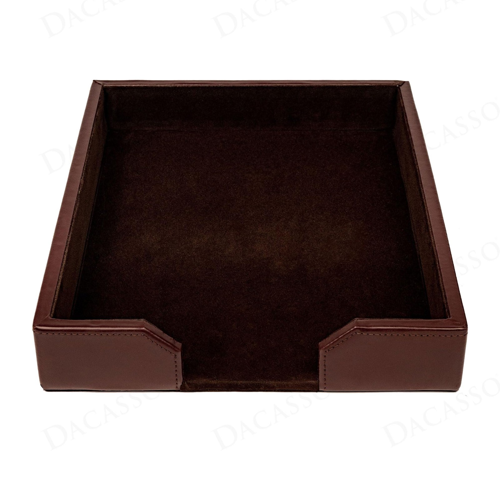 Dacasso Dark Brown Bonded Leather Luxury Letter Tray Holder – Paper Organizer