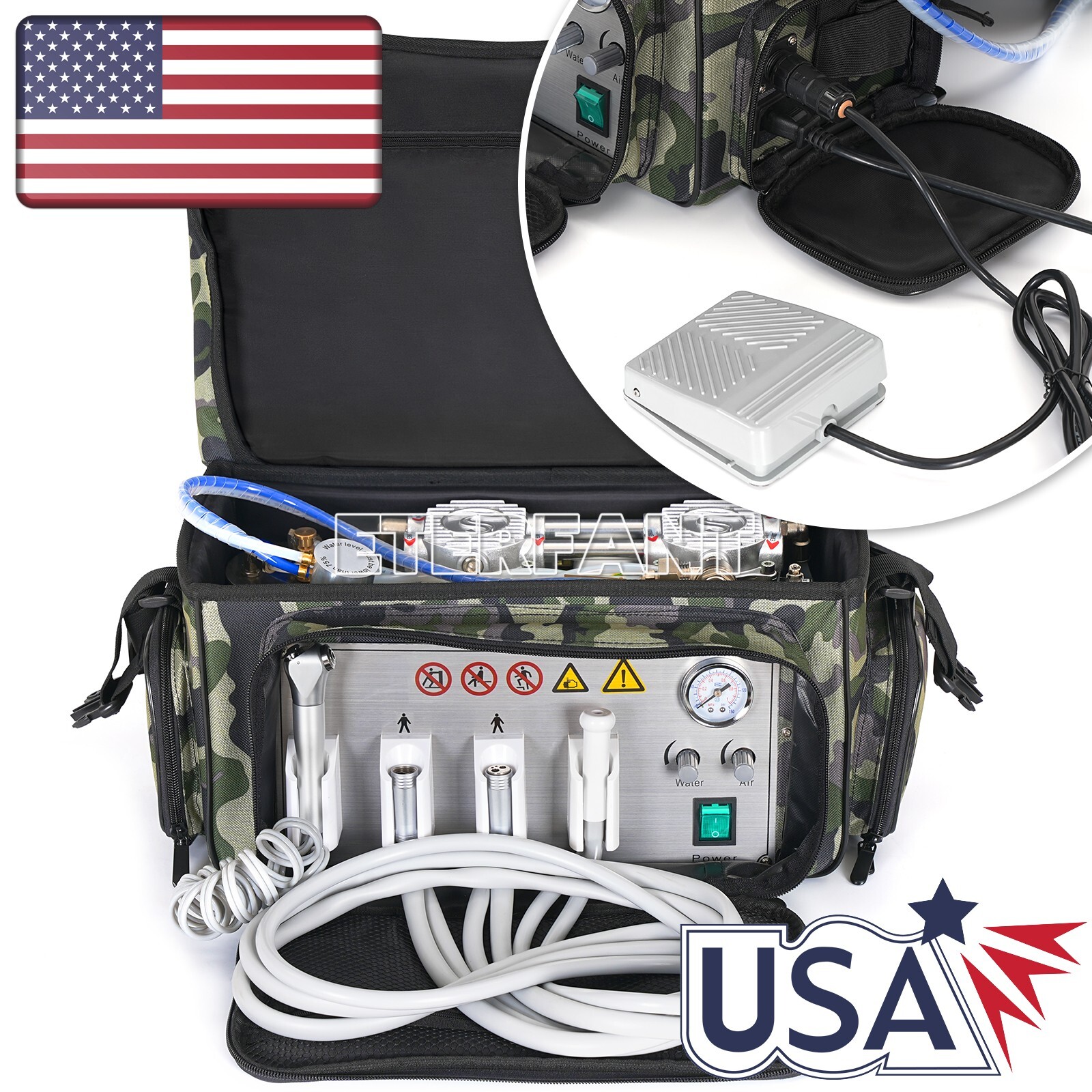 Portable Dental Delivery Unit Bag Air Compressor Suction System 4 Hole BD-401 US