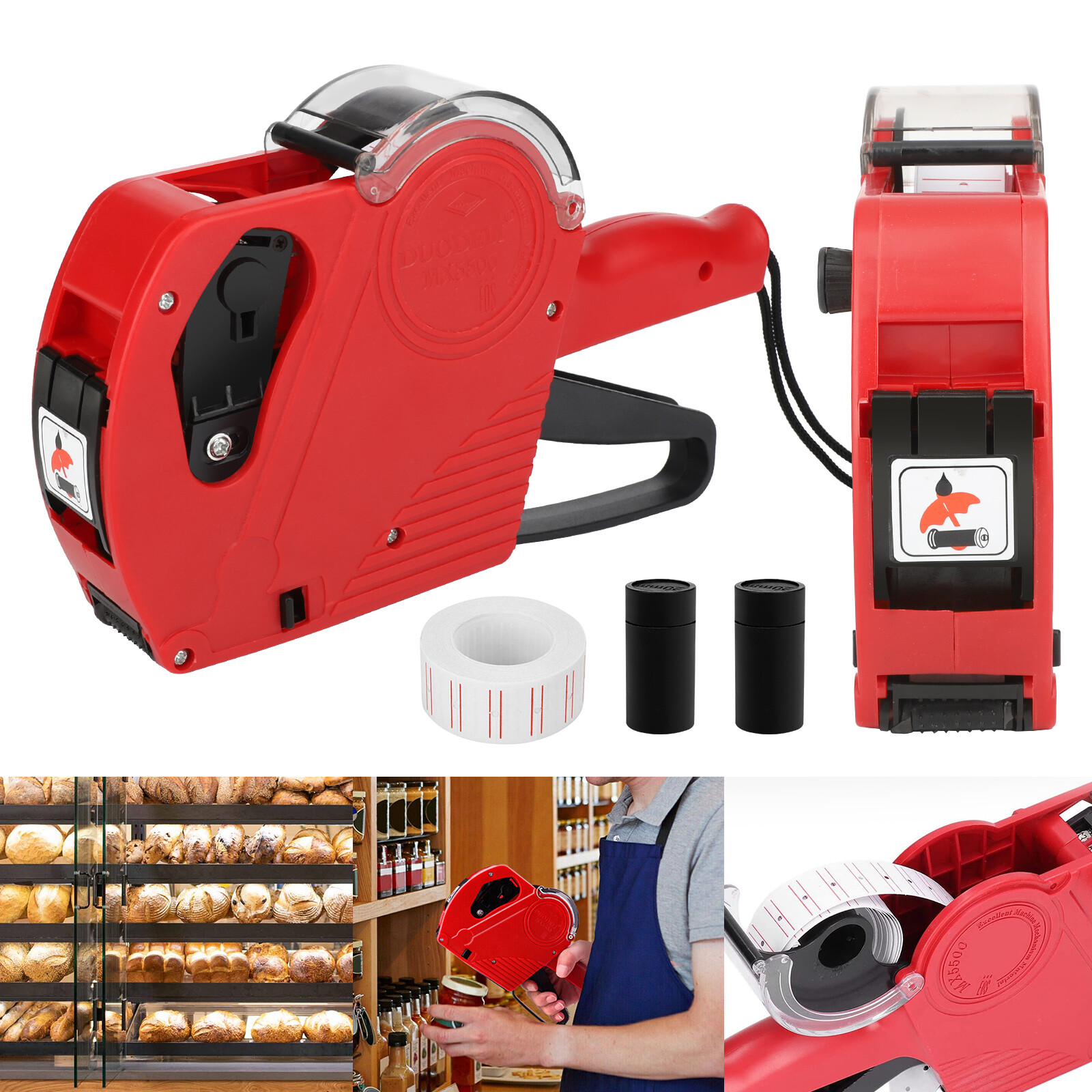 Price Tag Gun MX-5500 8 Digits EOS Labeler Marking Machine w/ Sticker Labels Ink