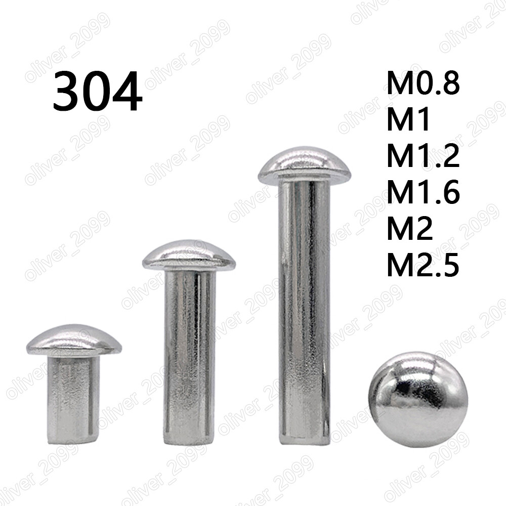 304 Stainless Steel Round Head Rivets M0.8 M1 M1.2 M1.4 M1.6 M2 M2.5