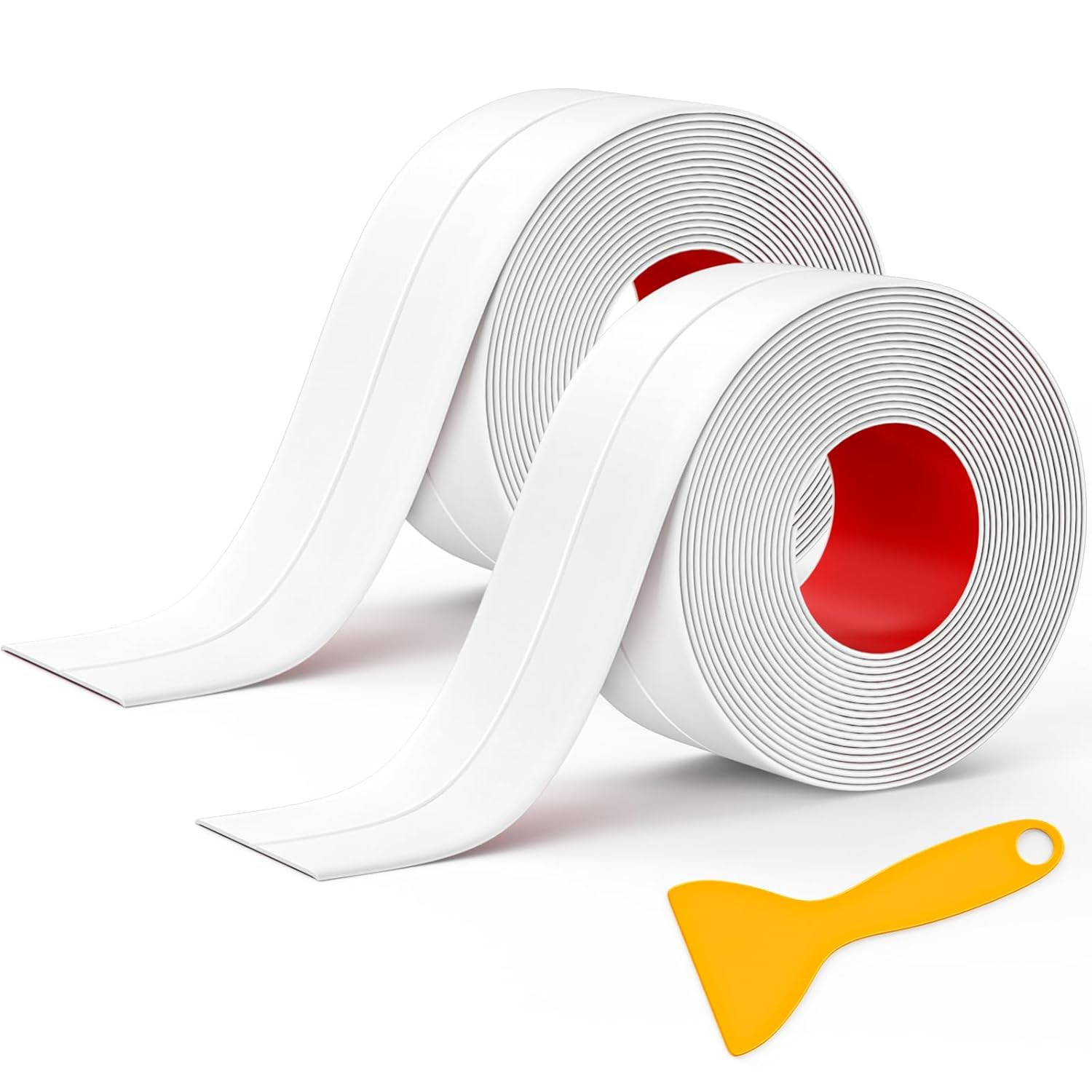 Caulk Tape Waterproof Self Adhesive, 2 Rolls White Caulking (1.5″ X 10.5Ft)