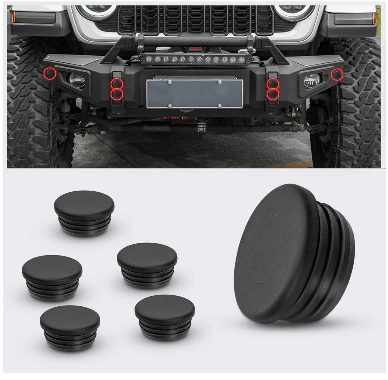 6 PCS Bumper Radar Hole Plugs for 2018-2025 Jeep Wrangler JL Bumper Accessories,