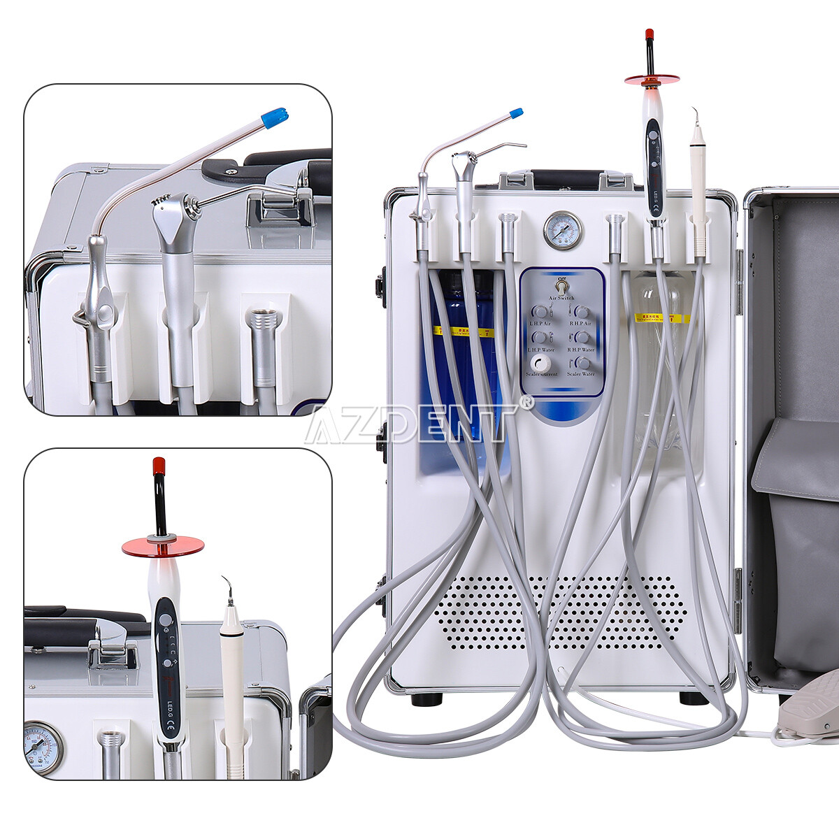 Unidad de entrega dental portatil móvil compresor de aire/silla plegable 4hoyo