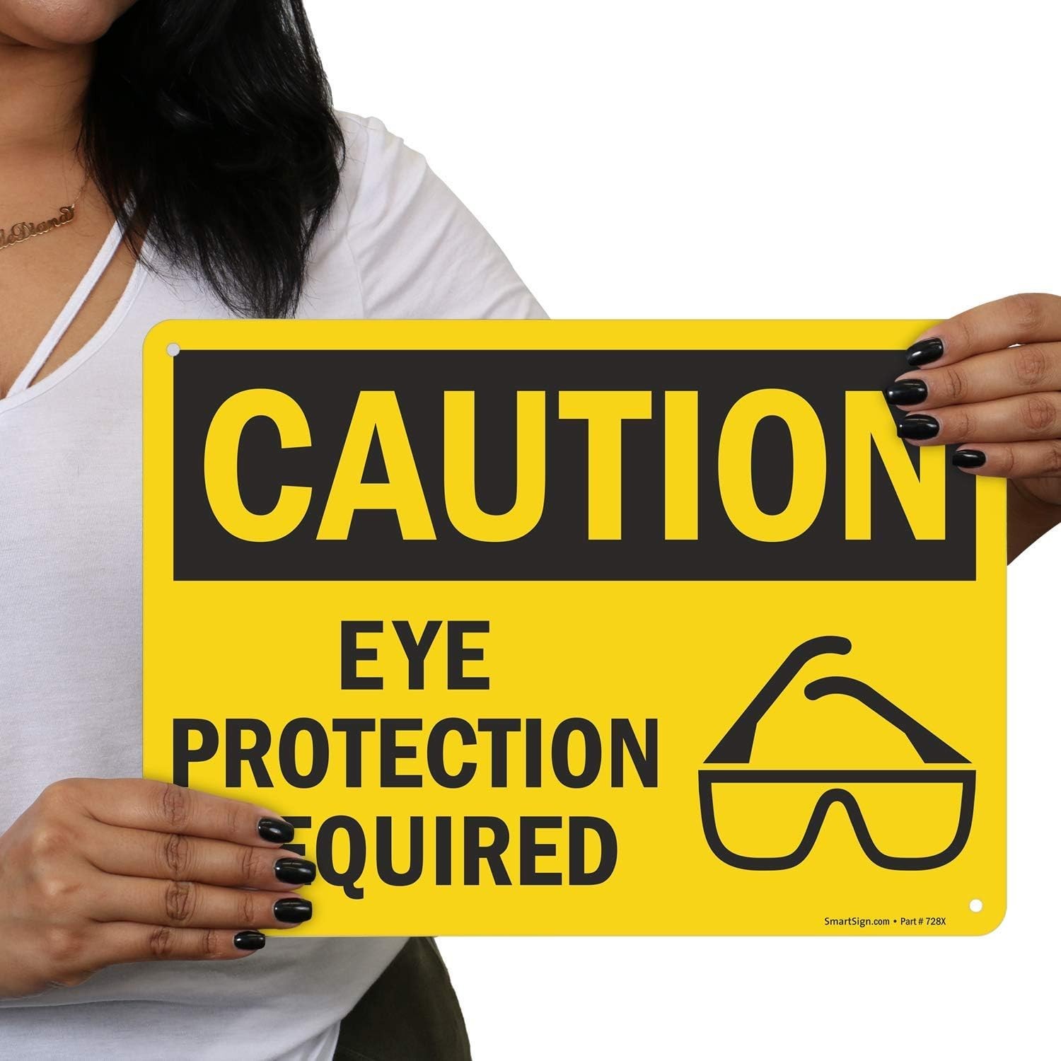 Installs Easily: Weather-Resistant ‘Caution – Eye Protection Required’ Sign