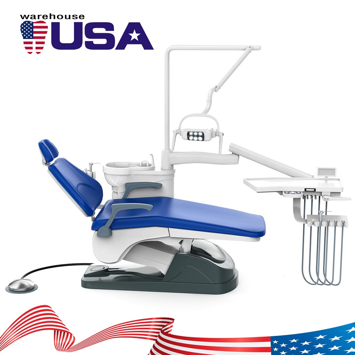 FDA Dental Unit Chair Computer Controlled DC Motor PU Hard Leather+Dentist Stool