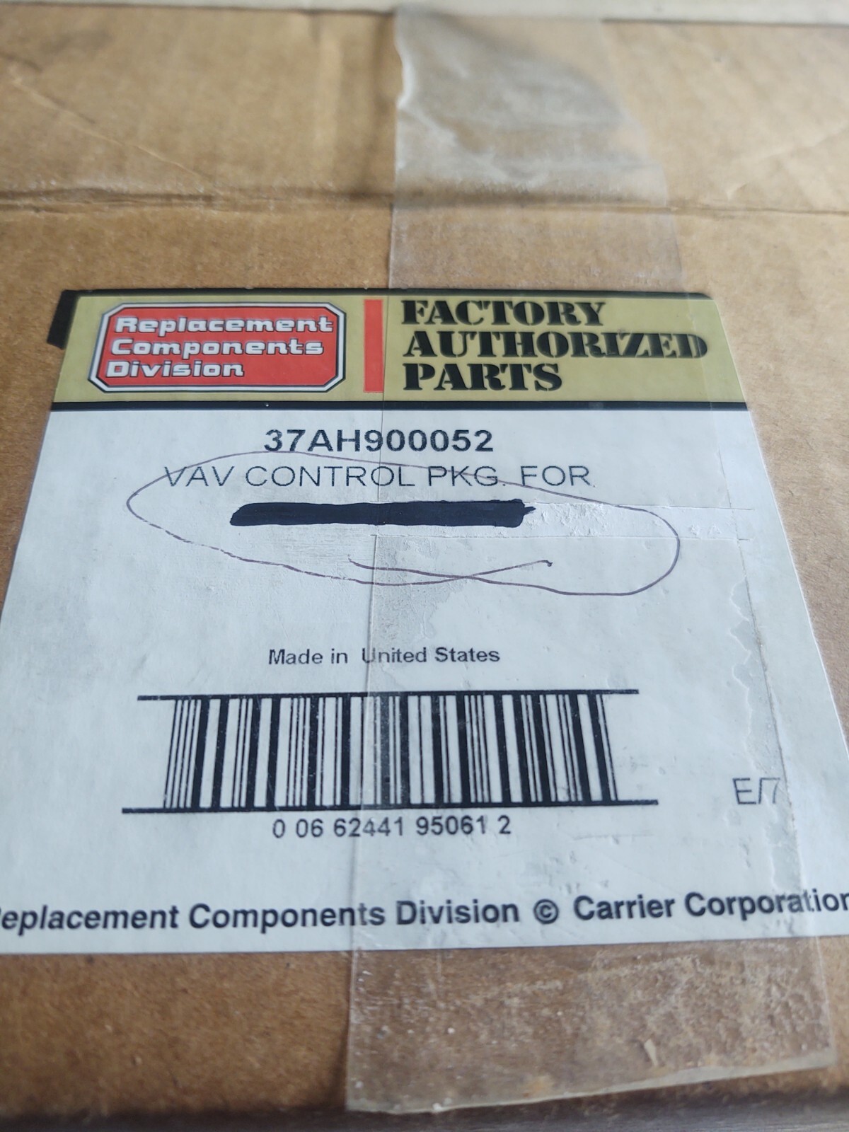 Carrier 37AH900052 Variable Air Volume Control Kit VAV HVAC New