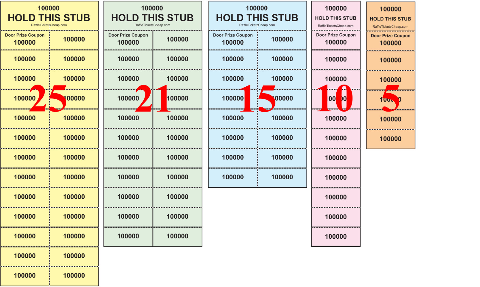 1000 Mini Chinese Auction (Penny Sale) Tickets -Made in USA FREE Shipping