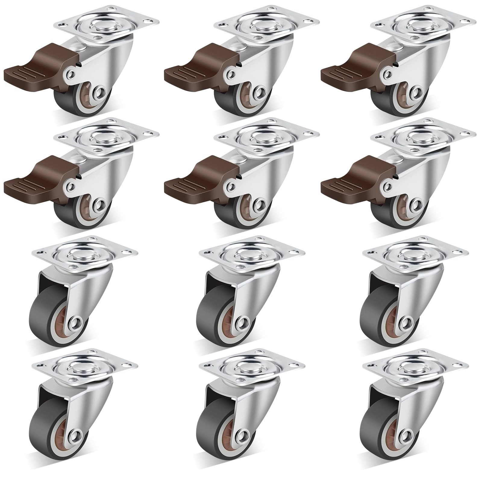 2 Inch Swivel Caster Wheels Set of 4 Heavy Duty Locking Plate