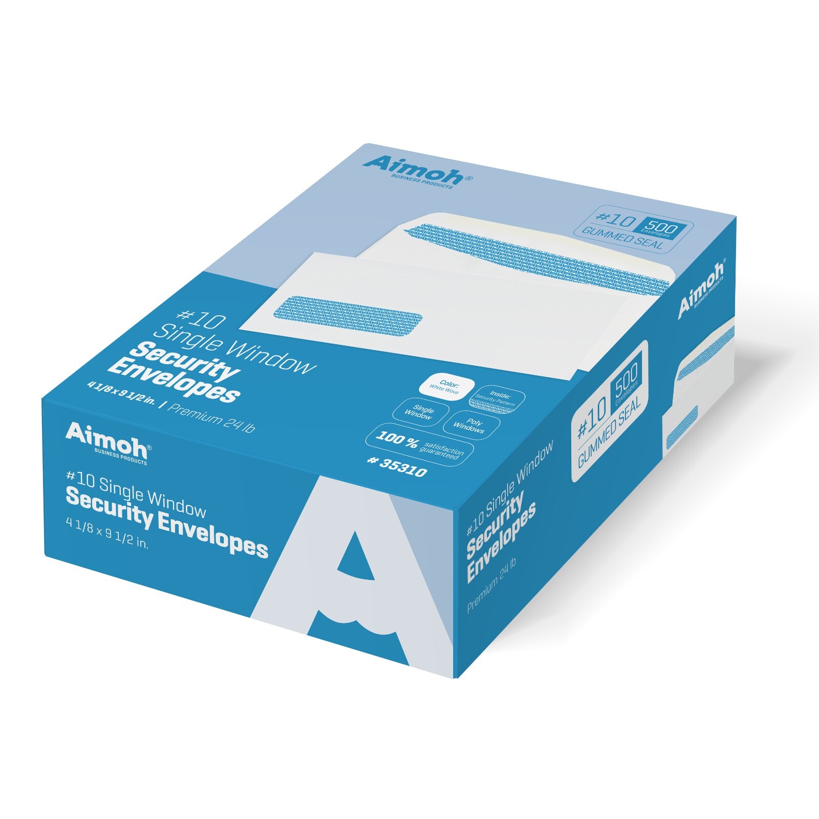 2500 #10 Single Left Window Security Envelopes, Gummed Closure (35310-2500)