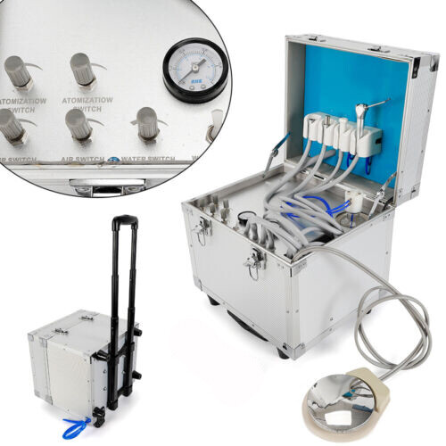 Portable Dental Delivery Unit: Rolling Box with 4 Holes Air Compressor Suction