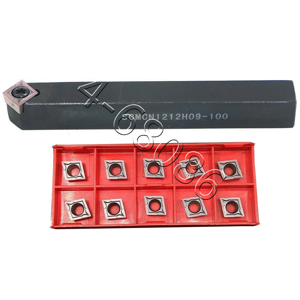 SCMCN 1212H09-100 12mm×100mm CNC Neutral Turning Tool Holder+10Pc CCMT09T304