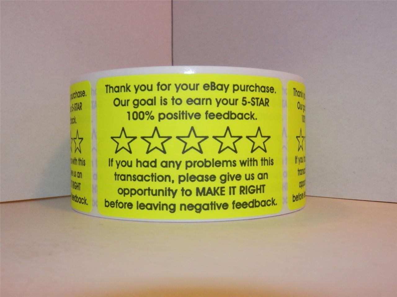 Thank You for your eBay Purchase 2×3 sticker label chartreuse fluorescent 250/rl