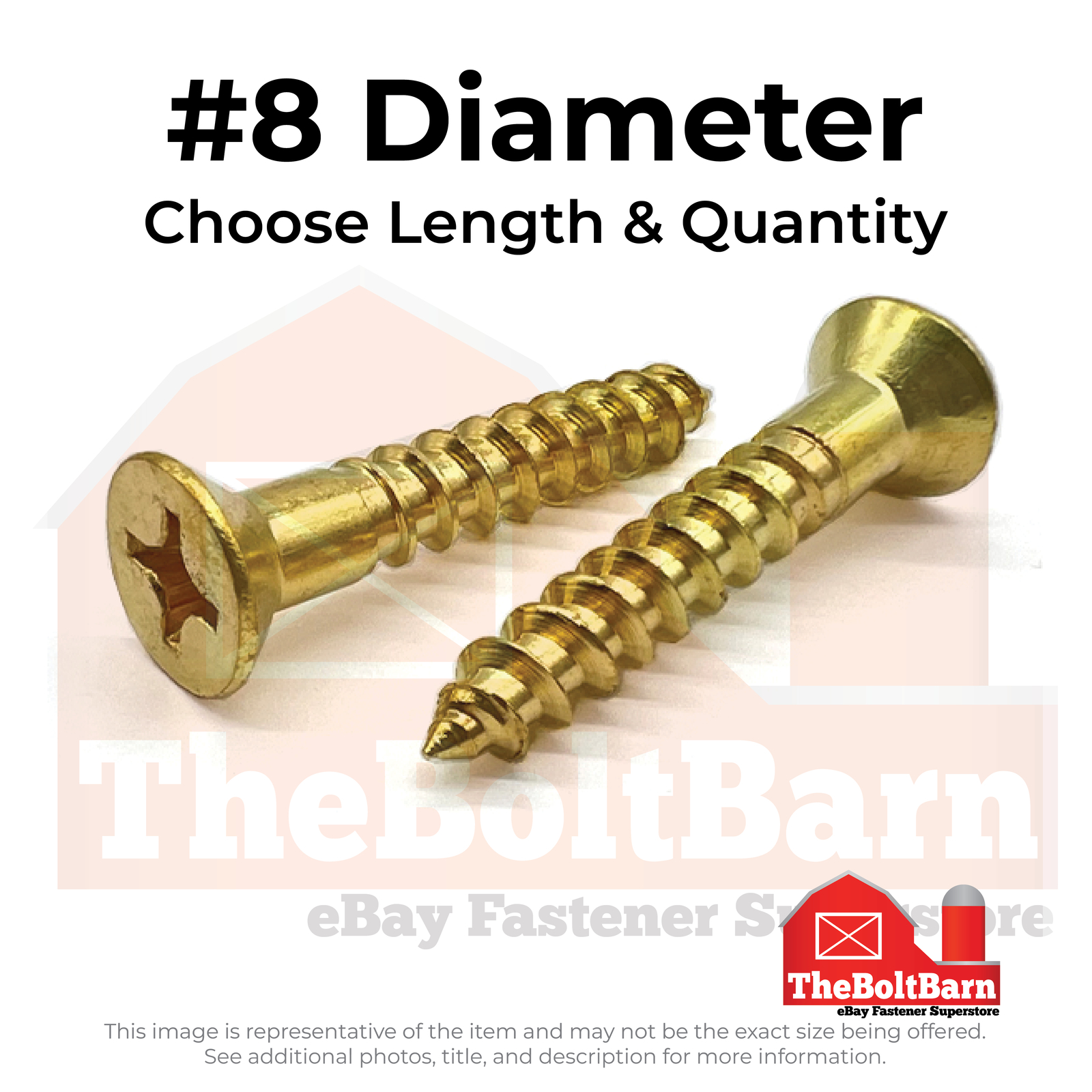 #8 Phillips Flat Head Wood Screws Brass (Choose Length & Qty)