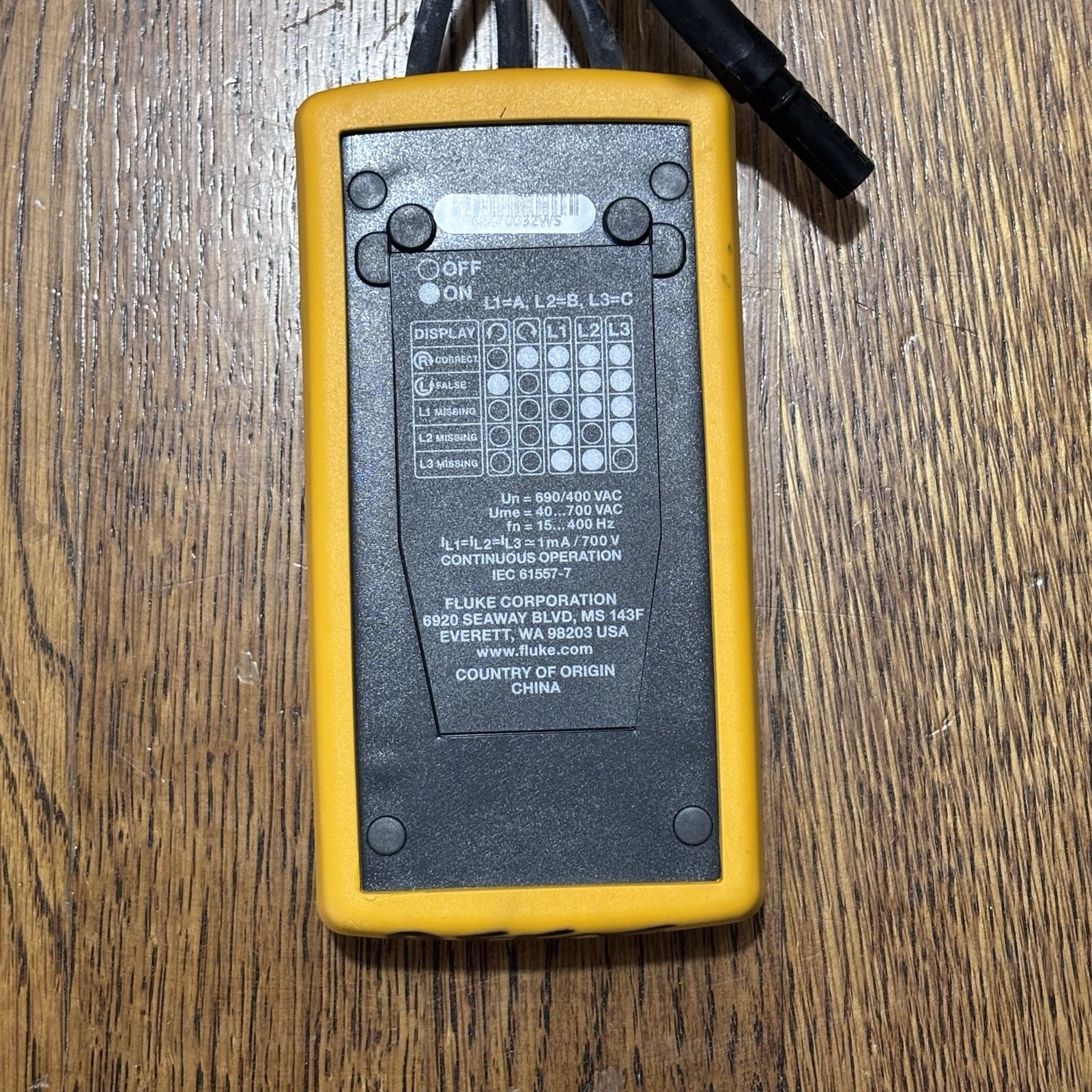 Fluke 9040 Digital Phase Rotation Indicator Meter Rotation Tester 3 Phase Meter