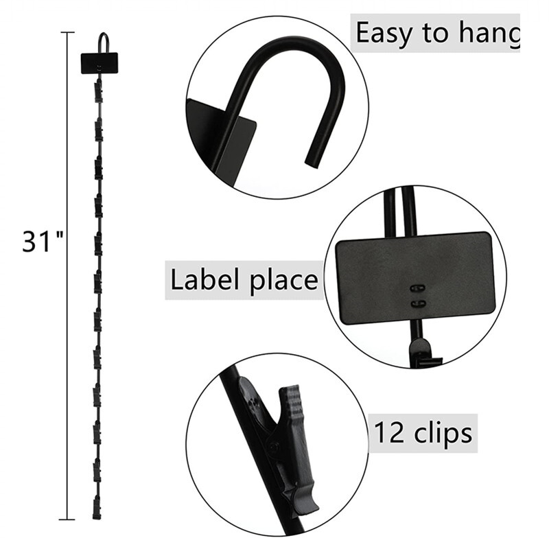 Hanging Merchandise Strips with Hooks, 31″ Chip Display Rack, 120 Clips, 10 Pcs