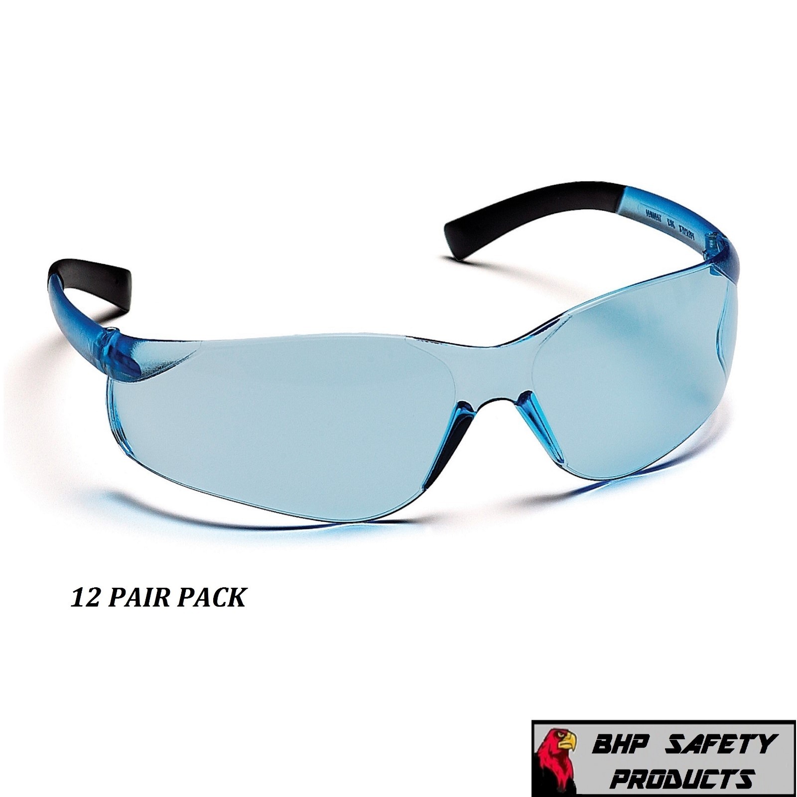 PYRAMEX ZTEK SAFETY GLASSES INFINITY BLUE LENS WORK EYEWEAR S2560S Z87+ (12 PR)