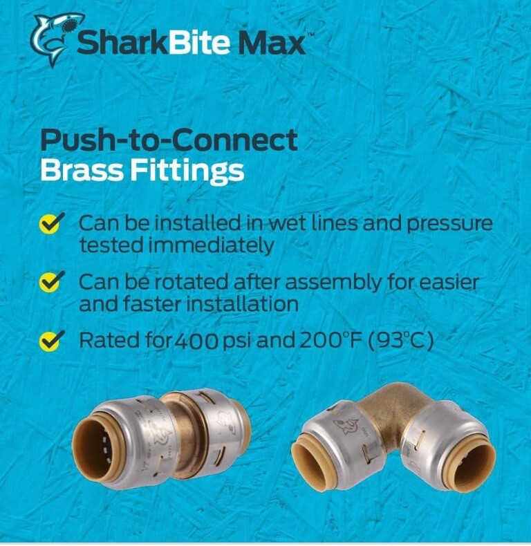 SharkBite MAX 1/2 in. Brass 90-Degree Push-to-Connect Elbow Fitting, UR248A