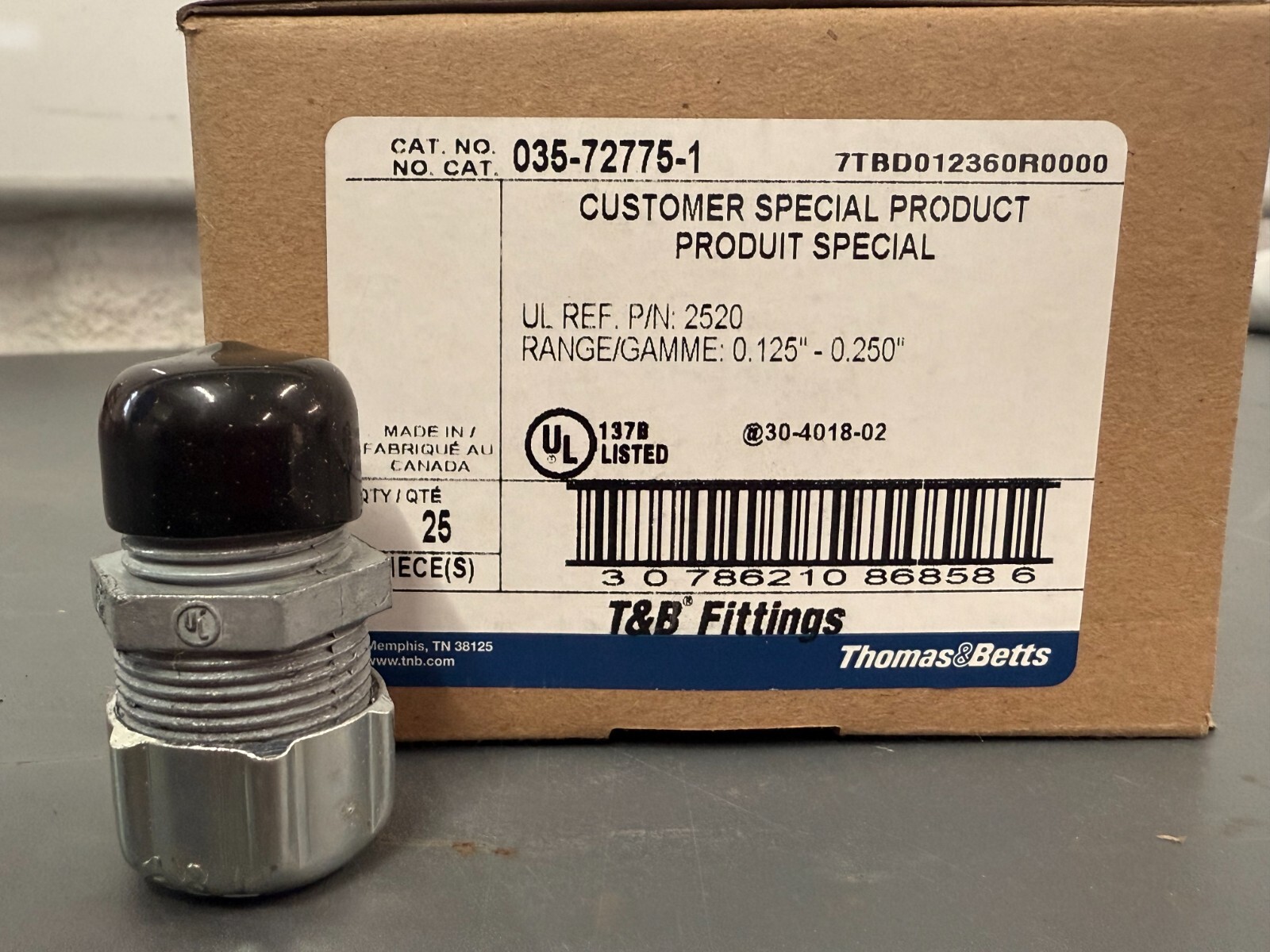 25 Thomas & Betts 1/2″ Straight Liquidtight Cord Connectors 0.125-0.250