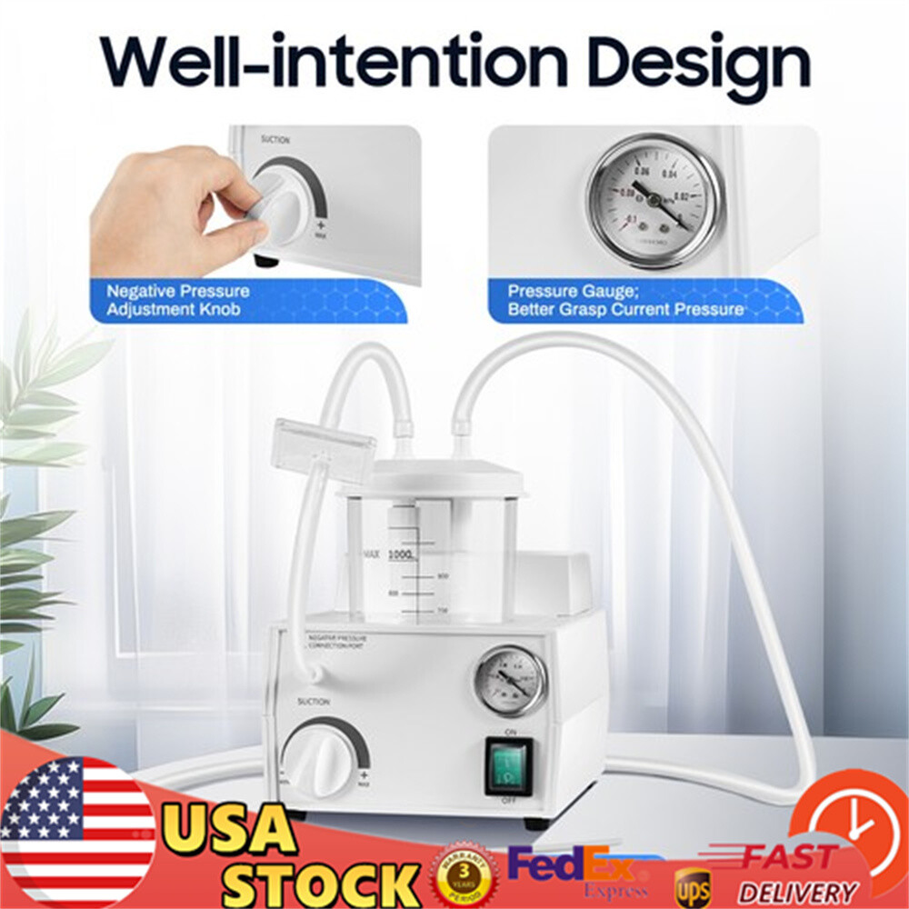 1000mL Portable Phlegm Suction Unit Emergency Medical Vacuum Aspirator Machine