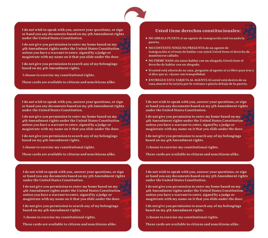 20 PCS Know Your Rights Immigration Red Card – English & Spanish 20PCS, red