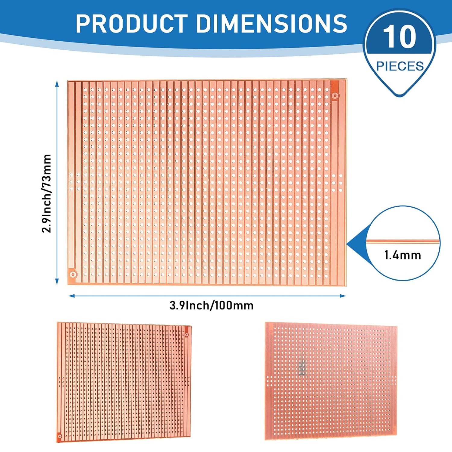 10 PCS 73mm x 100mm PCB Board Prototype Kit Protoboard Copper Strip Board