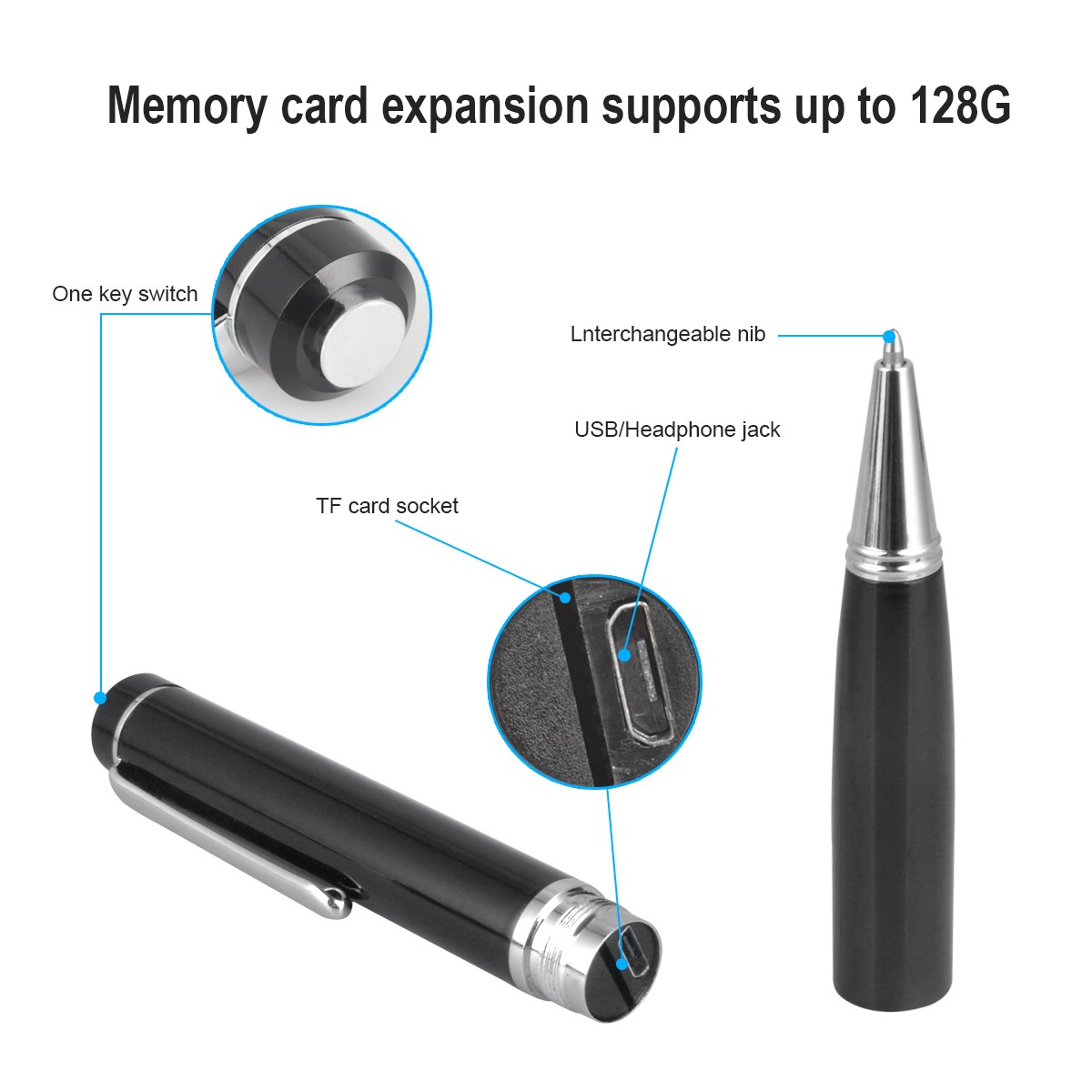 Digital Voice Activated Recorder Mini Audio Recording Pen Player Device 32GB -US
